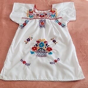 Floral Embroidered Mexican Style Girl's Dress - See Measurements for Sizing